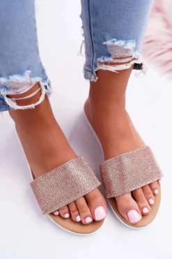 New Boto Lu Boo Damskie Klapki Z Cekinami Champagne Goodies