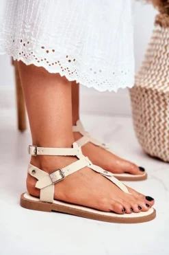 Damskie Boto Lu Boo Damskie Sandały Beżowe Japonki Gladiatorki Achilla