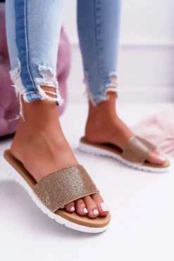 Sale Boto Lu Boo Damskie Złote Klapki Z Cekinami Goodies