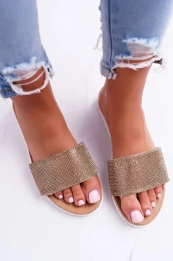 Sale Boto Lu Boo Damskie Złote Klapki Z Cekinami Goodies