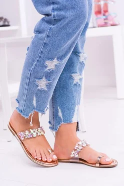 Damskie Boto Lu Boo Eleganckie Złote Klapki Cekiny Tanut