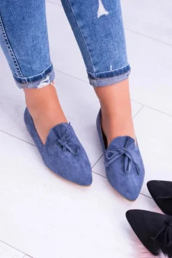 Boto Baleriny Klasyczne*Lu Boo Granatowe Baleriny W Szpic Lordsy Zamsz Feliciano