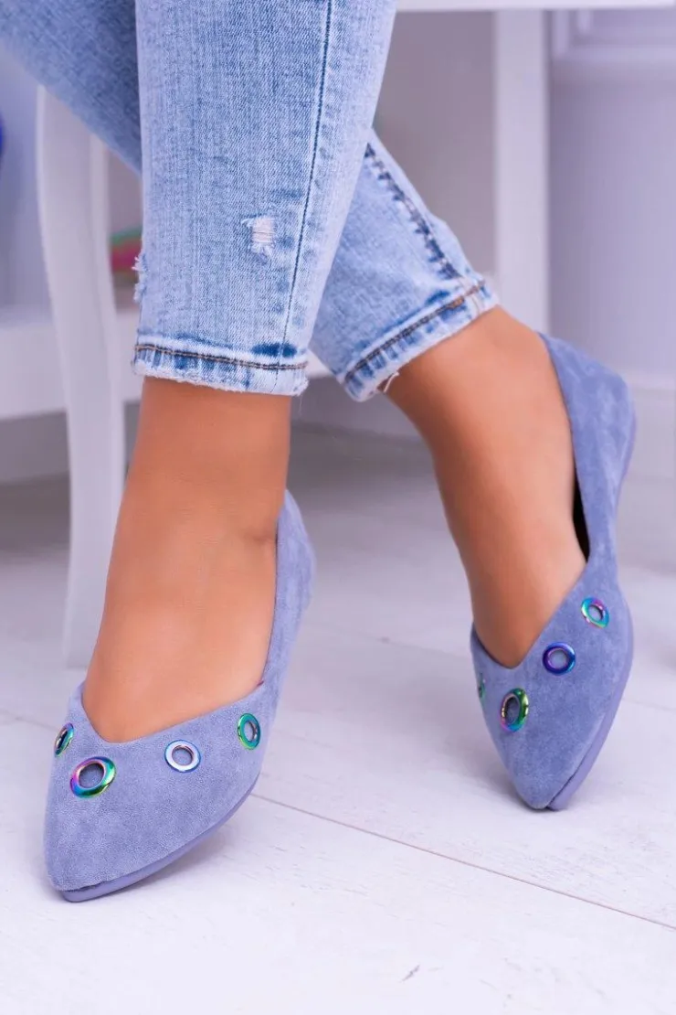Best Boto Lu Boo Niebieskie Baleriny W Szpic Benzynowe Oczka Octavia