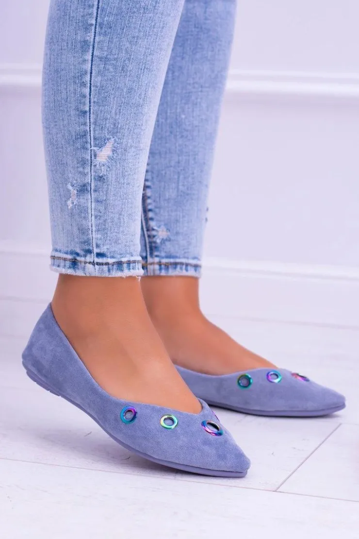 Best Boto Lu Boo Niebieskie Baleriny W Szpic Benzynowe Oczka Octavia