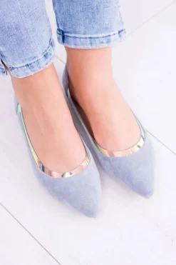 Boto Baleriny Klasyczne*Lu Boo Niebieskie Transparentne Holograficzne Balerinki w Szpic Lison