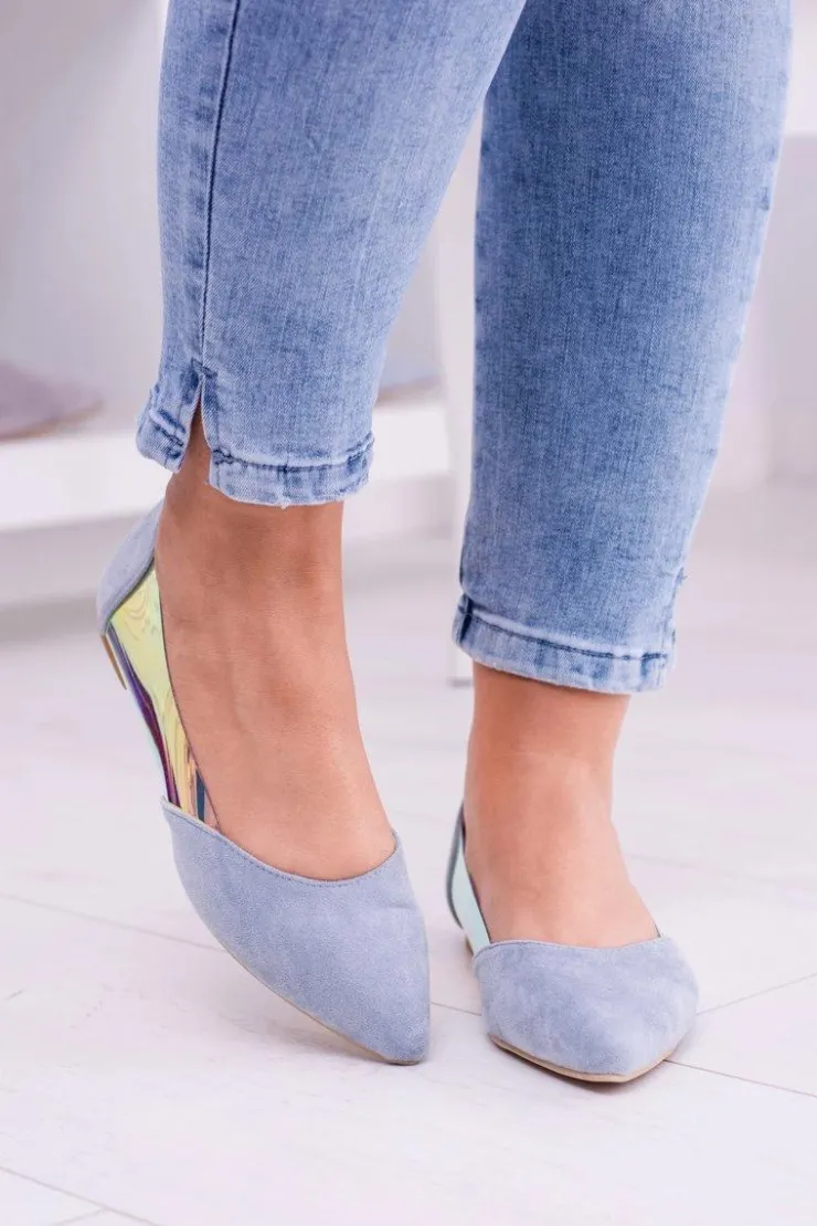 Sale Boto Lu Boo Niebieskie Transparentne Holograficzne Balerinki w Szpic Venessa