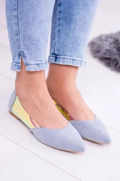 Sale Boto Lu Boo Niebieskie Transparentne Holograficzne Balerinki w Szpic Venessa