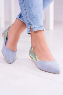 Sale Boto Lu Boo Niebieskie Transparentne Holograficzne Balerinki w Szpic Venessa