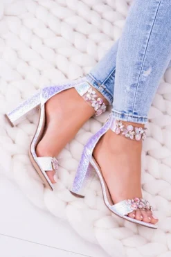 Online Boto Lu Boo Opalizujące Niebiesko Srebrne Sandały Cyrkonie Lambada