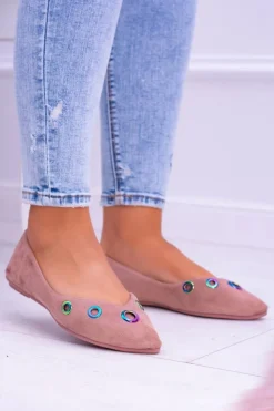 Damskie Boto Lu Boo Różowe Baleriny W Szpic Benzynowe Oczka Octavia