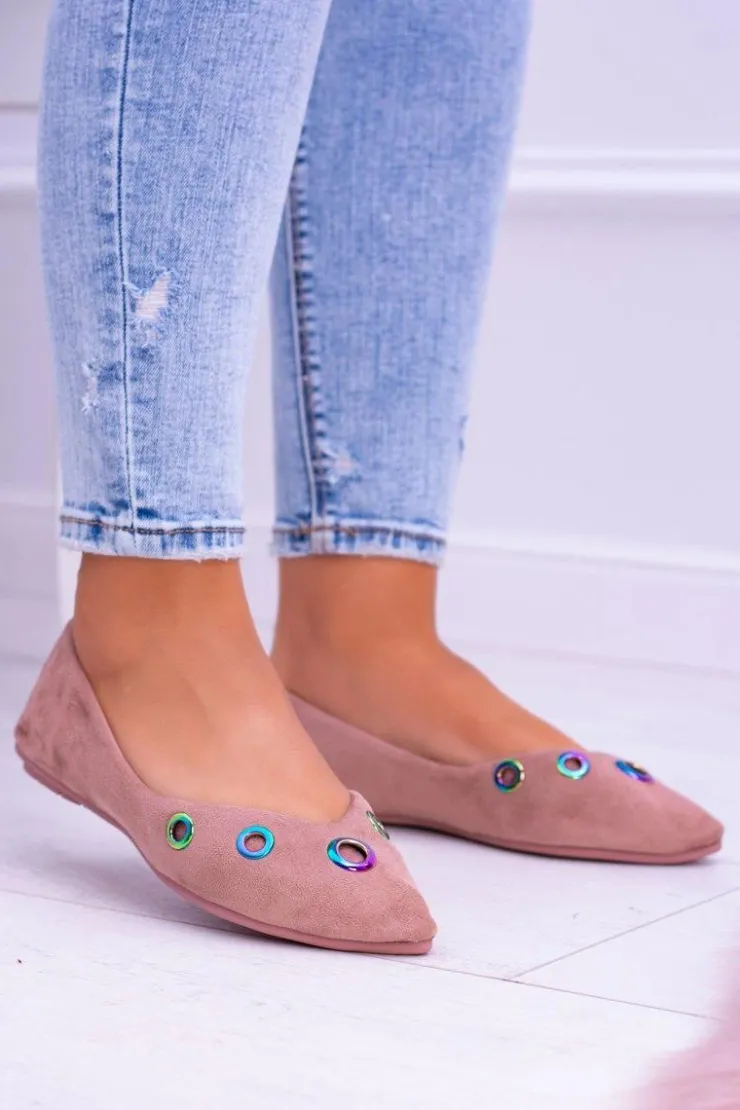 Damskie Boto Lu Boo Różowe Baleriny W Szpic Benzynowe Oczka Octavia