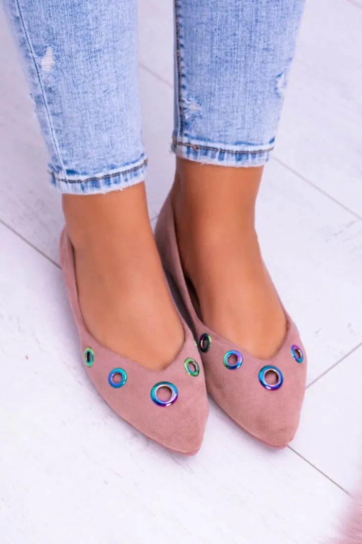 Damskie Boto Lu Boo Różowe Baleriny W Szpic Benzynowe Oczka Octavia