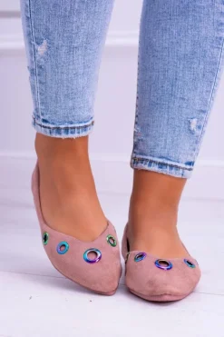 Damskie Boto Lu Boo Różowe Baleriny W Szpic Benzynowe Oczka Octavia