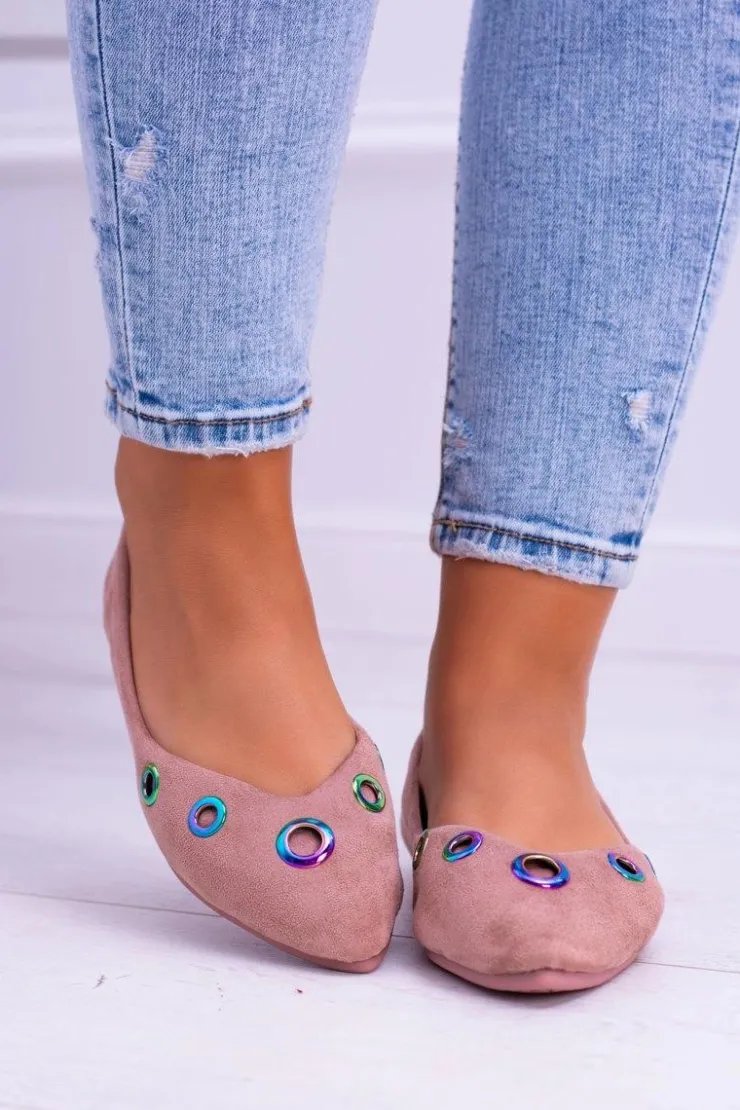 Damskie Boto Lu Boo Różowe Baleriny W Szpic Benzynowe Oczka Octavia