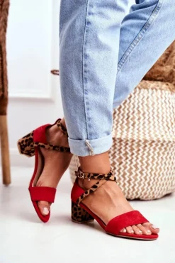 Damskie Boto Lu Boo Sandałki Czerwone Panterka Na Słupku Dora