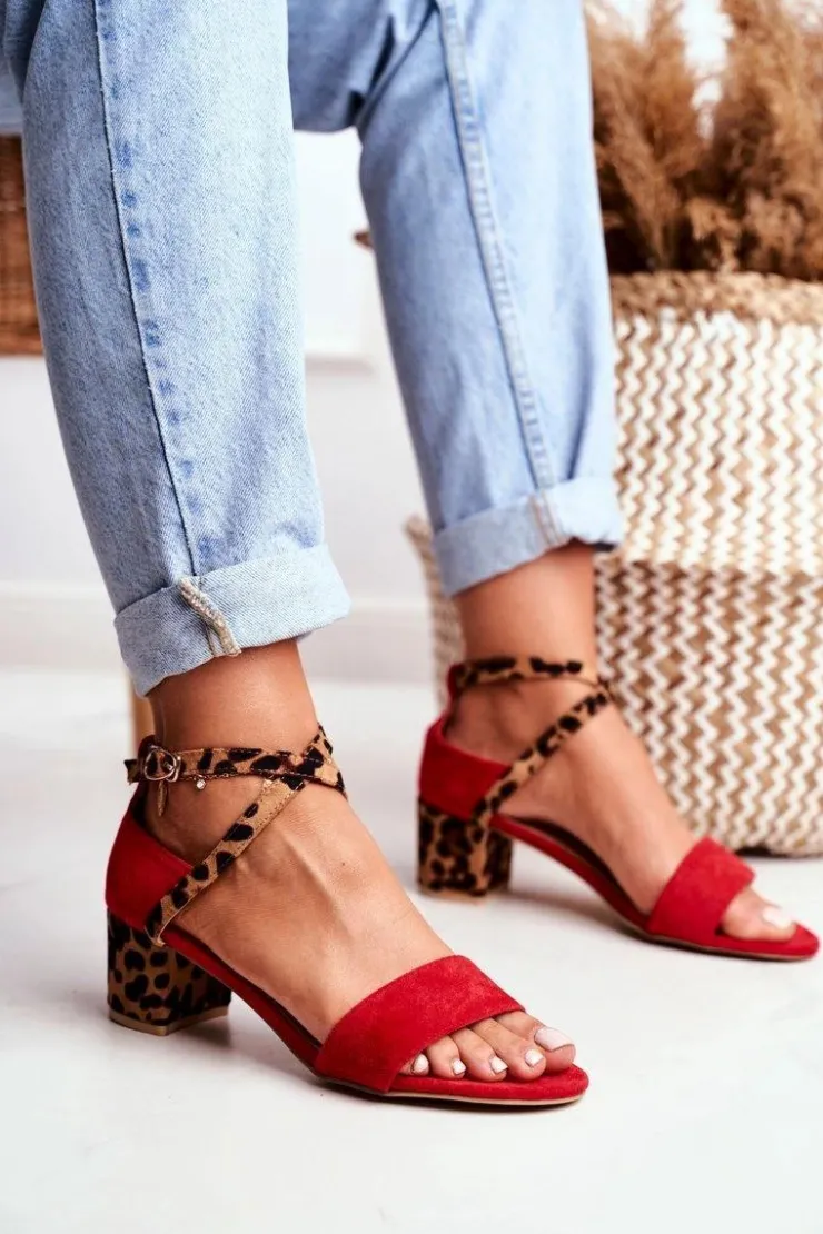 Damskie Boto Lu Boo Sandałki Czerwone Panterka Na Słupku Dora