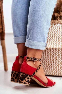 Damskie Boto Lu Boo Sandałki Czerwone Panterka Na Słupku Dora