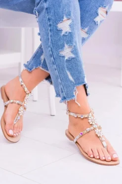 Damskie Boto Lu Boo Srebrne Damskie Sandałki Z Cyrkoniami Venice