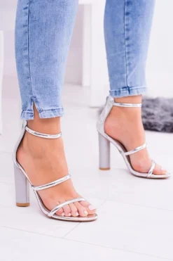 Damskie Boto Lu Boo Srebrne Sandały Na Słupku Lissa