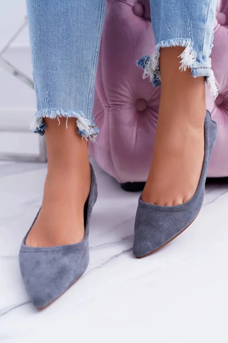 Boto Baleriny Klasyczne*LU BOO Szare Balerinki Moments z Odpinaną Kokardą