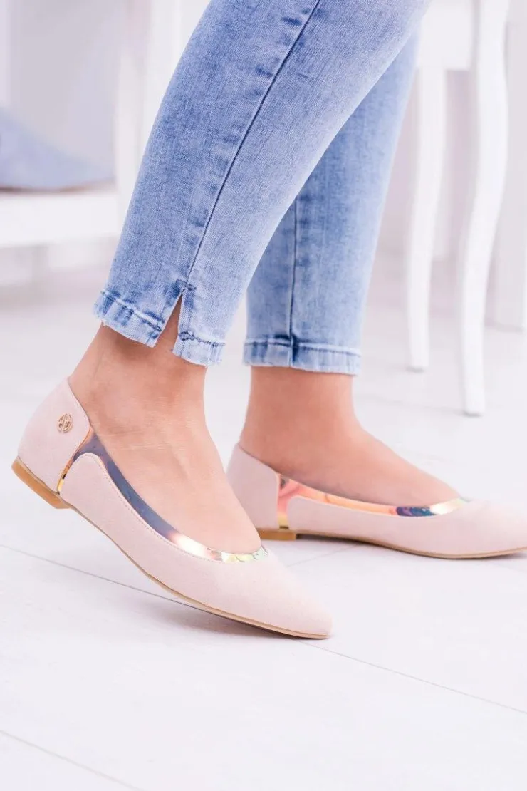 Boto Lu Boo Transparentne Holograficzne Balerinki w Szpic Róż Lison