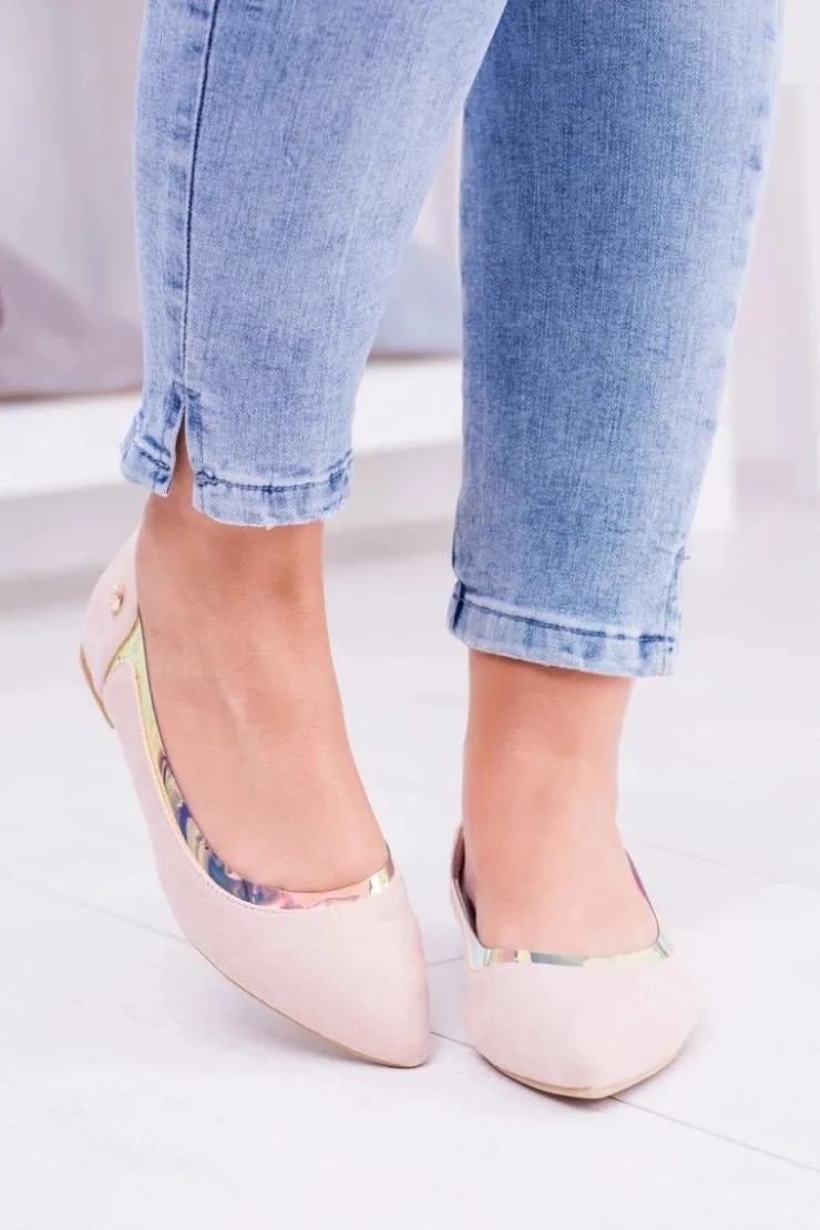 Boto Lu Boo Transparentne Holograficzne Balerinki w Szpic Róż Lison