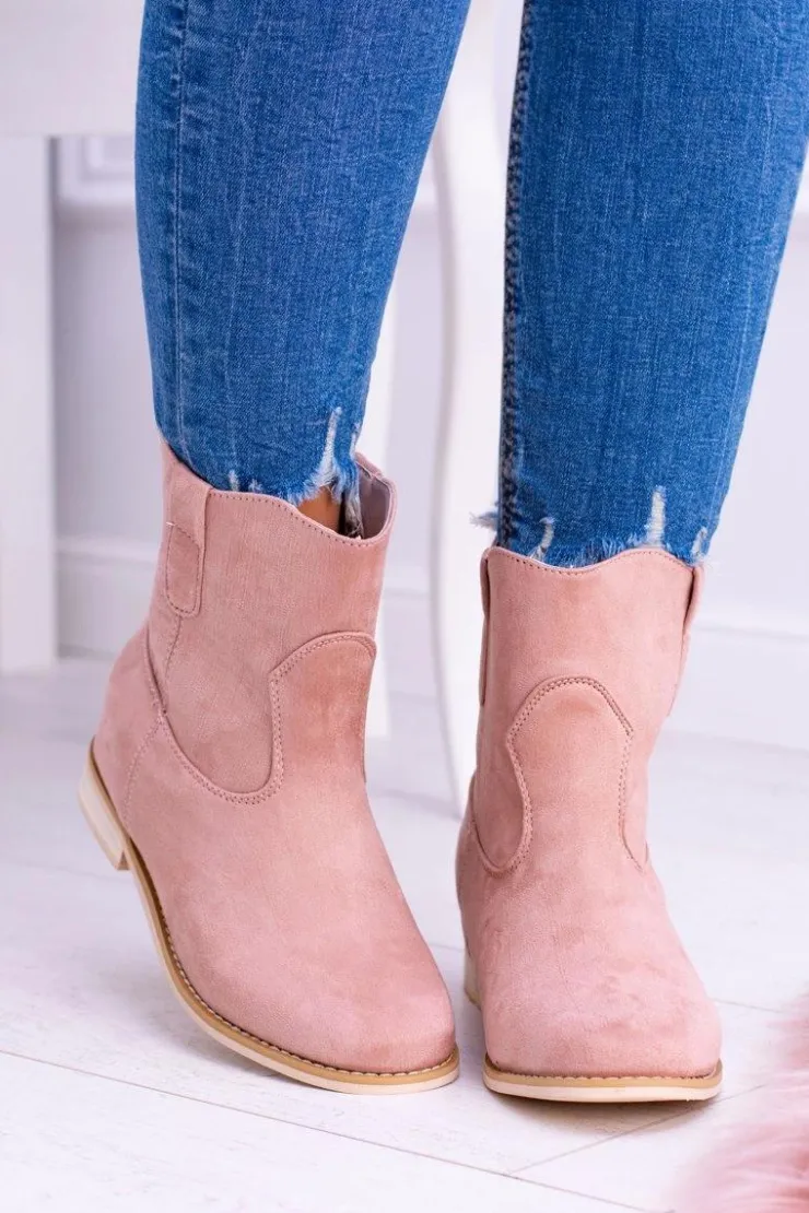 Discount Boto Lu Boo Wsuwane Damskie Botki Za Kostkę Pudrowy Róż Trinity