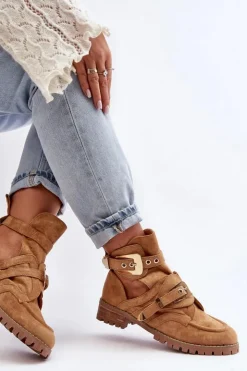 New Boto Lu Boo Zamszowe Botki Z Wycięciami Camel Rock Girl Brązowy