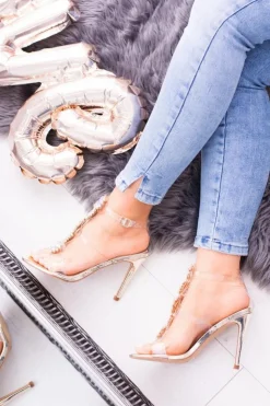 Damskie Boto Lu Boo Złote Sandały Na Szpilce Cyrkonie Serenada