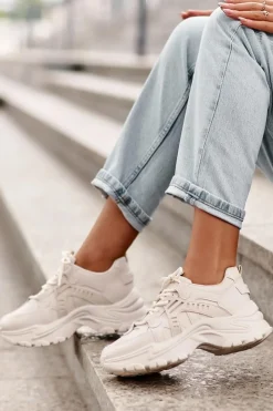Evento Sneakersy Damskie*Masywne Damskie Buty Sportowe Sneakersy Beżowe Toderus