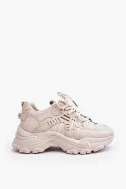 Evento Sneakersy Damskie*Masywne Damskie Buty Sportowe Sneakersy Beżowe Toderus