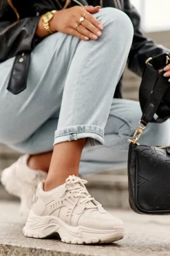 Evento Sneakersy Damskie*Masywne Damskie Buty Sportowe Sneakersy Beżowe Toderus
