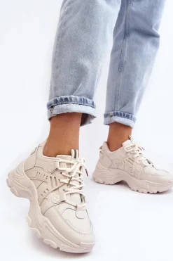 Evento Sneakersy Damskie*Masywne Damskie Buty Sportowe Sneakersy Beżowe Toderus