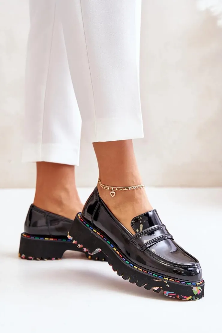 Best Boto Masywne Mokasyny Damskie Lakierowane Artiker 55C0489 Czarne