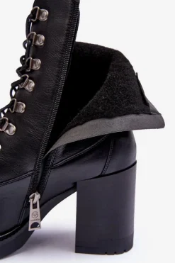 Online Buty damskie Vinceza Masywne Sznurowane Botki Na Słupku Czarne Lathia