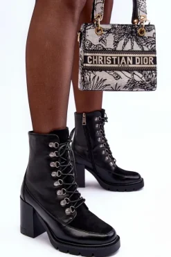 Online Buty damskie Vinceza Masywne Sznurowane Botki Na Słupku Czarne Lathia