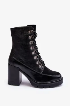 Online Buty damskie Vinceza Masywne Sznurowane Botki Na Słupku Czarne Lathia
