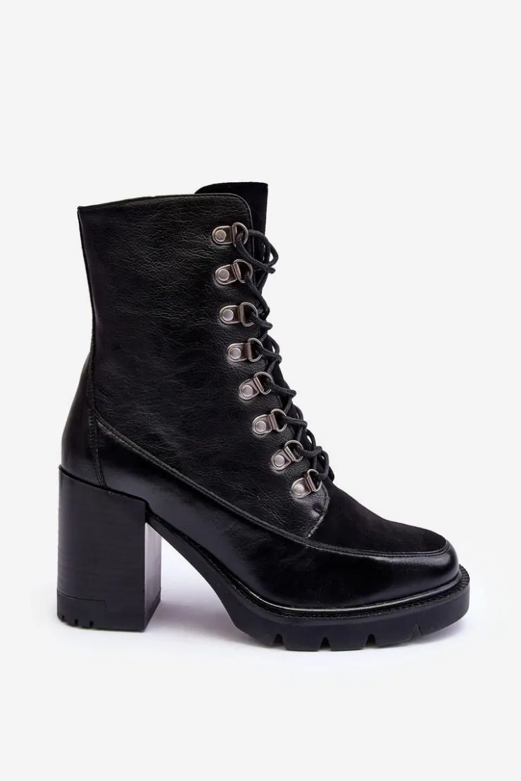 Online Buty damskie Vinceza Masywne Sznurowane Botki Na Słupku Czarne Lathia