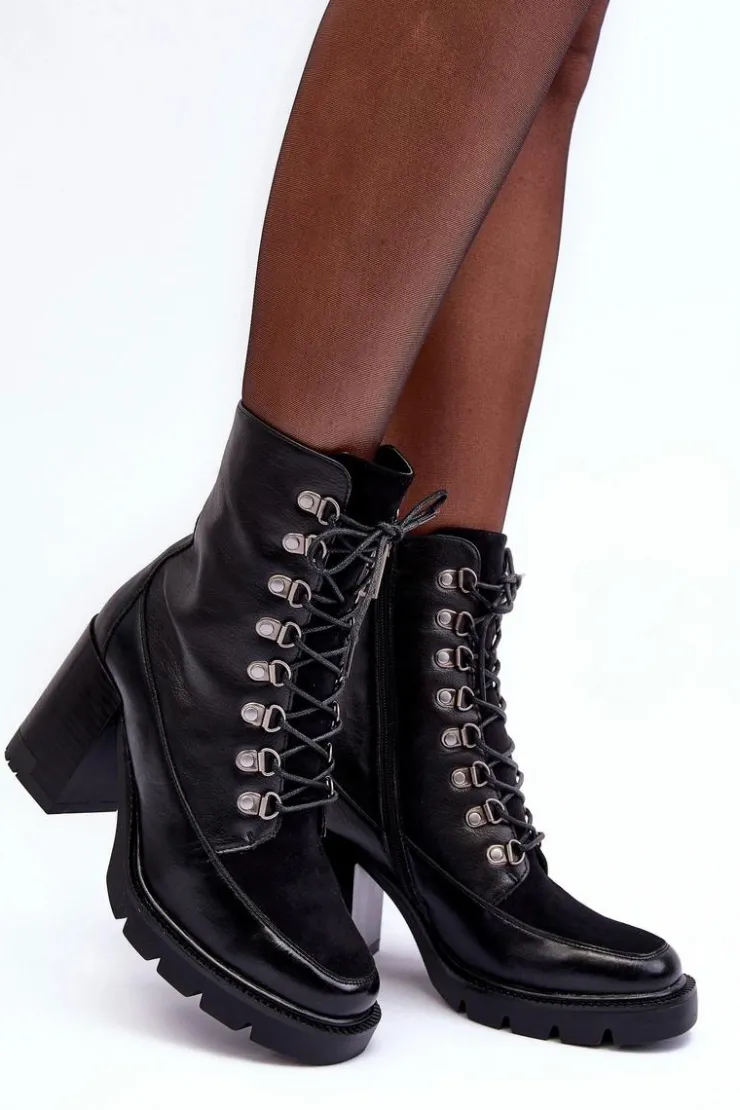 Online Buty damskie Vinceza Masywne Sznurowane Botki Na Słupku Czarne Lathia