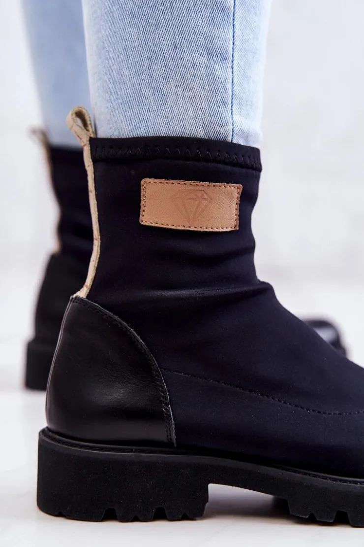 Boto Botki Wiosenne|Czarne Botki*Materiałowe Botki Wsuwane Nicole Czarne 2705