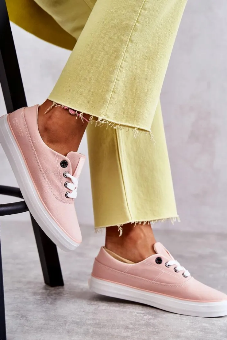 New Big Star Shoes Materiałowe Damskie Tenisówki Big Star KK274020 Nude