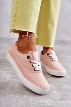 New Big Star Shoes Materiałowe Damskie Tenisówki Big Star KK274020 Nude