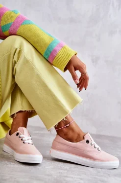 New Big Star Shoes Materiałowe Damskie Tenisówki Big Star KK274020 Nude