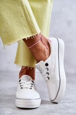 Big Star Shoes Trampki Damskie Big Star|Trampki Damskie Niskie*Materiałowe Damskie Tenisówki Big Star KK274017 Białe