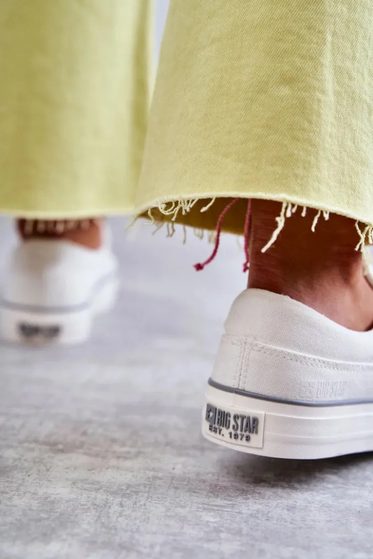 Big Star Shoes Trampki Damskie Big Star|Trampki Damskie Niskie*Materiałowe Damskie Tenisówki Big Star KK274017 Białe