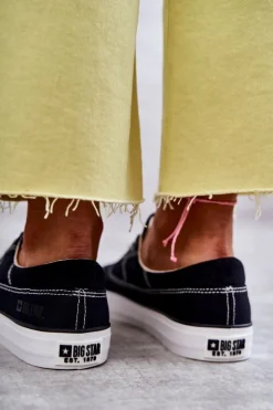 Big Star Shoes Materiałowe Damskie Tenisówki Big Star KK274019 Czarne Czarny