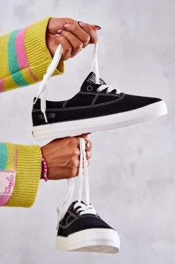 Big Star Shoes Materiałowe Damskie Tenisówki Big Star KK274019 Czarne Czarny