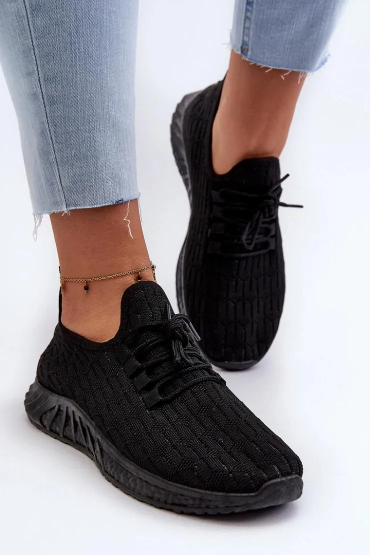 Best Boto Materiałowe Lekkie Buty Sportowe Damskie Czarne Xalara