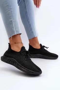 Best Boto Materiałowe Lekkie Buty Sportowe Damskie Czarne Xalara