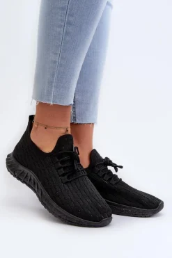 Best Boto Materiałowe Lekkie Buty Sportowe Damskie Czarne Xalara